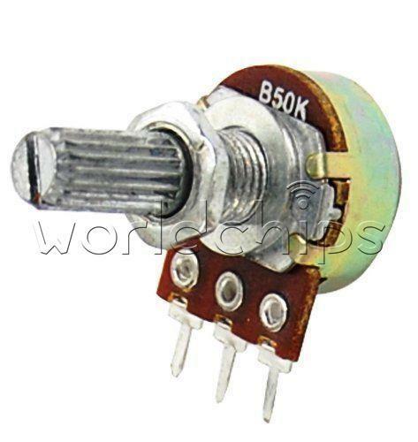 5PCS 3 Terminal 50K Ohm B50K Knurled Shaft Linear Rotary Taper Potentiometer