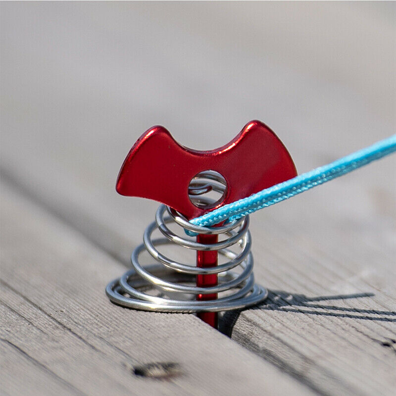 Fishbone Anchor Tent Pegs Hiking Camping Deck Garden Stakes Adjuster TensZFCA