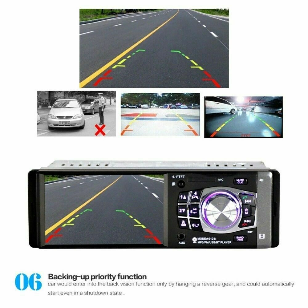 Bluetooth 4.1 Inches HD 1DIN In-Dash Car Stereo Radio MP5 Player FM with Camera/