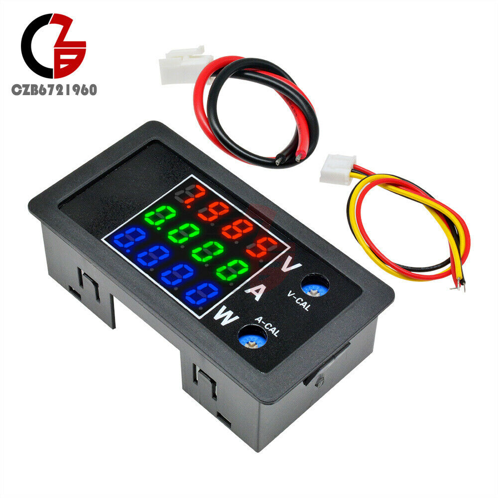 4 High Precision 100V 10A 1000W Voltage Current Power Meter Red Blue Green Digit