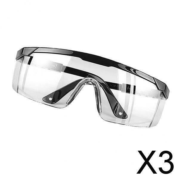 3X PC Cycling Goggles Sunglasses Lab Safety Eyewear Wide-View Guard Black