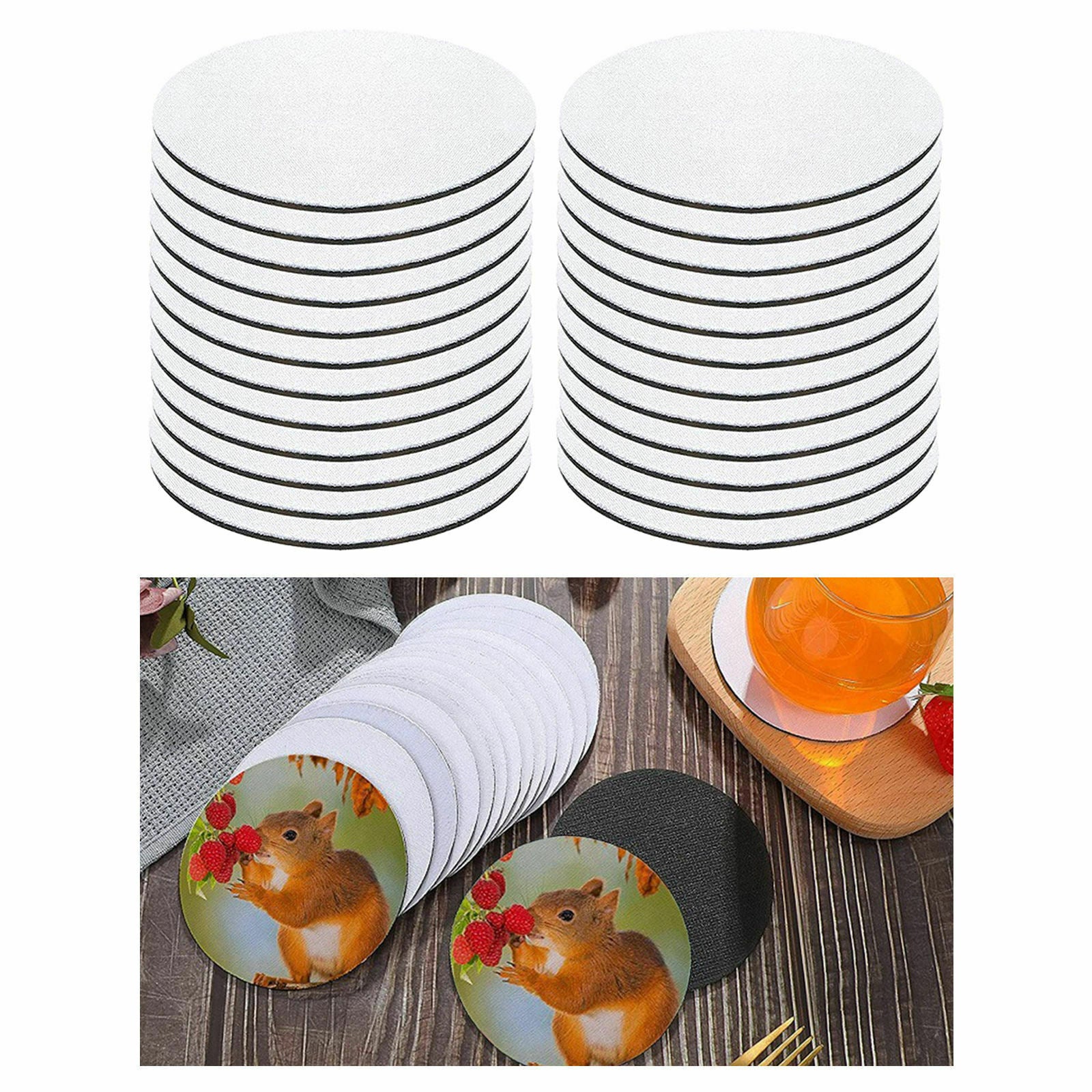 24 Pcs Portable Car Coaster White Round Home Coffee Cup Coaster for Family