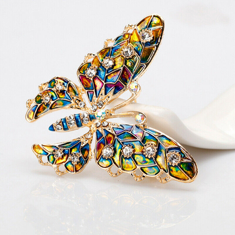Rhinestone Butterfly Brooch Winter Dark Color Pin Insect Coat Brooch Jewe.l8
