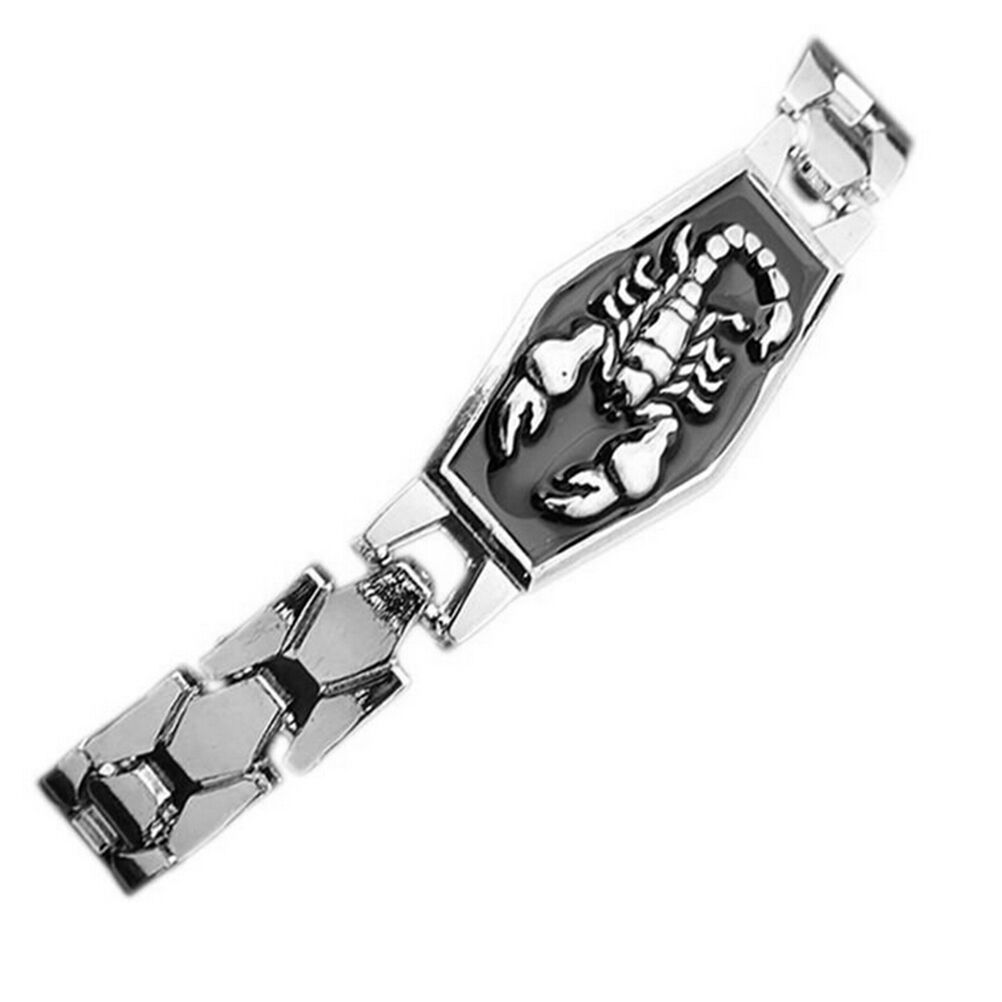 Men Titanium Steel Scorpion Motorcycle Chain Bangle Bracelet Wristban.l8