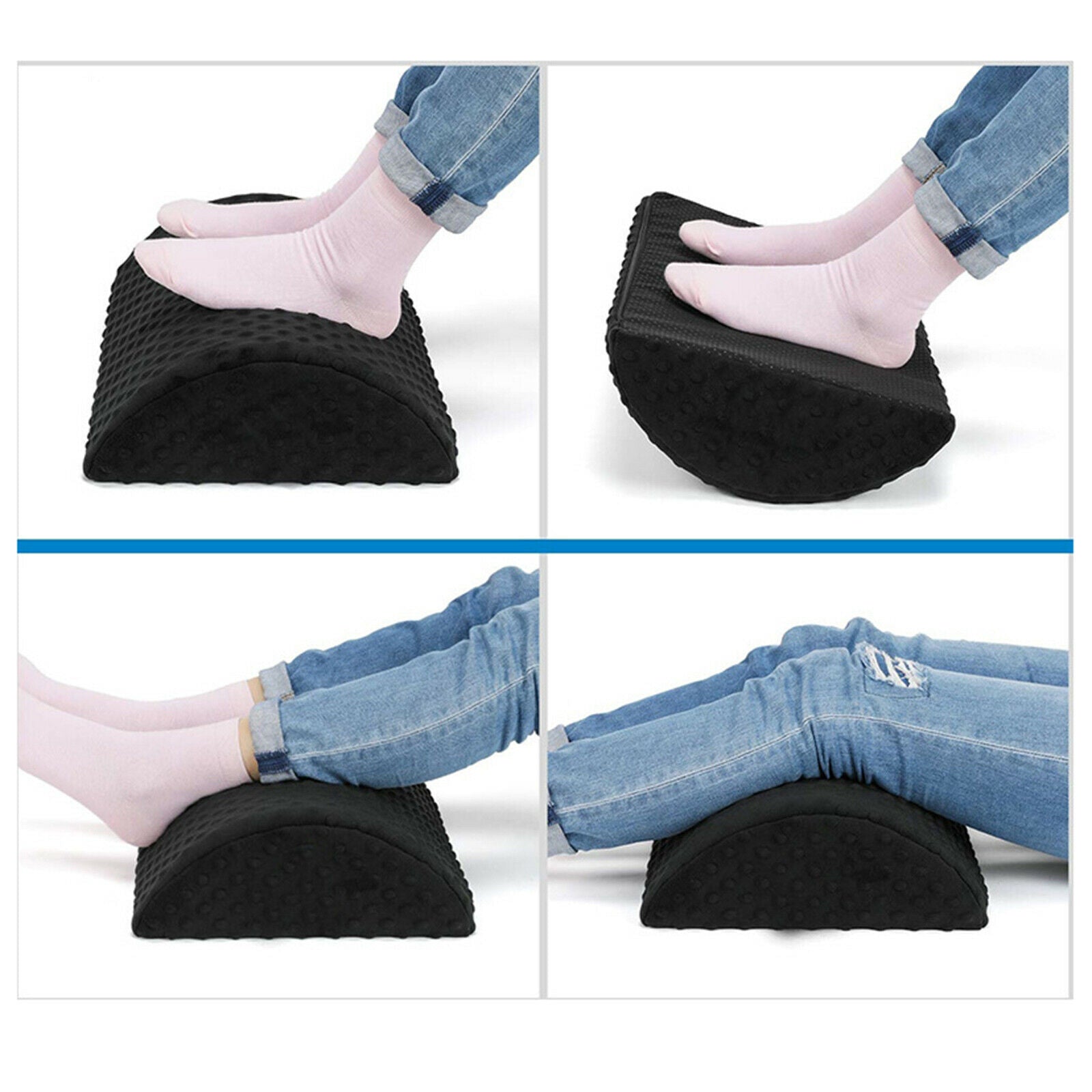 Ergonomic Foot Rest Under Desk Comfort Pillow Office Footrest Washable Black