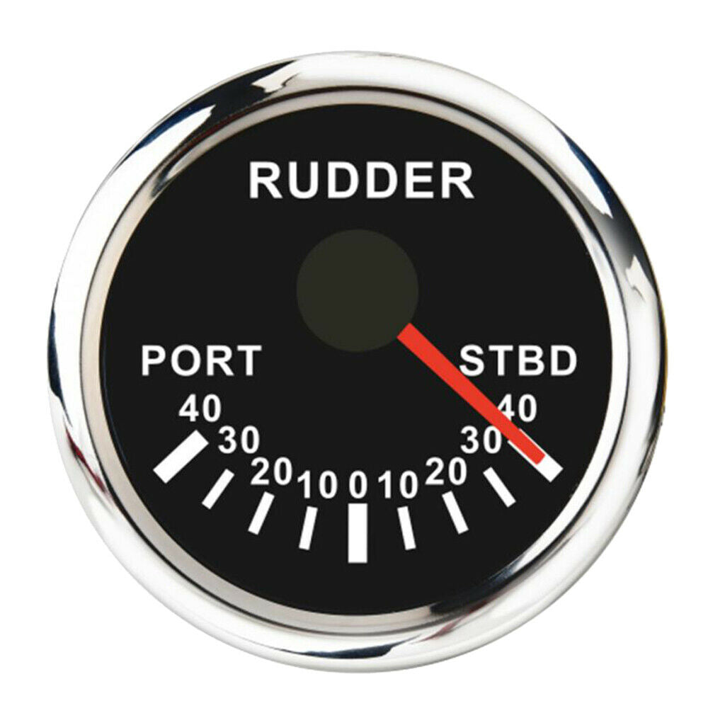 Yacht Marine Rudder Angle Indicator Gauge 0-190ohm 52mm 2 inch 12V/24V - Black