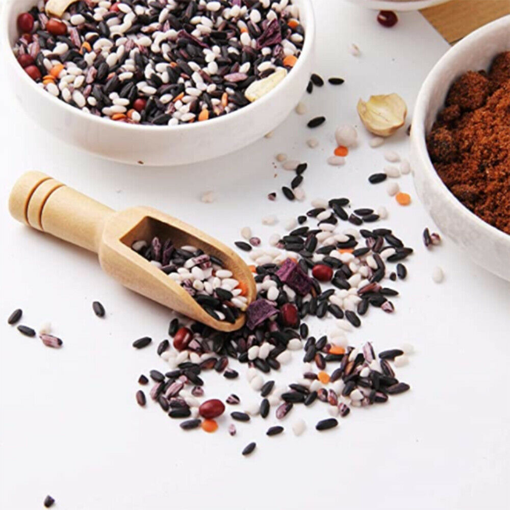 3Pcs Wooden Spoon Rice Spice Salt Sugar Flour Scoops Kitchen Cooking Baking Tool