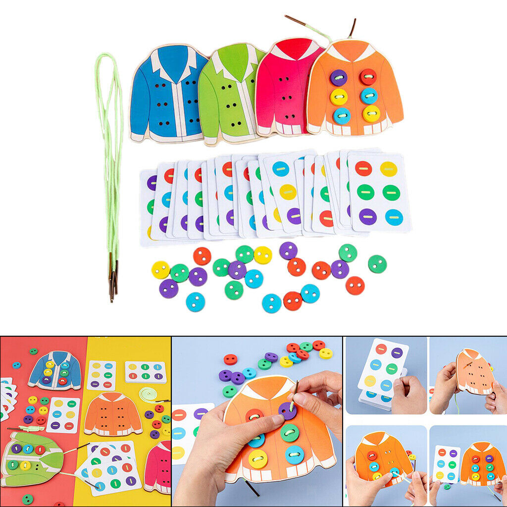 Wooden Sew On The Button Early Education Teaching Aid Lacing Threading Game