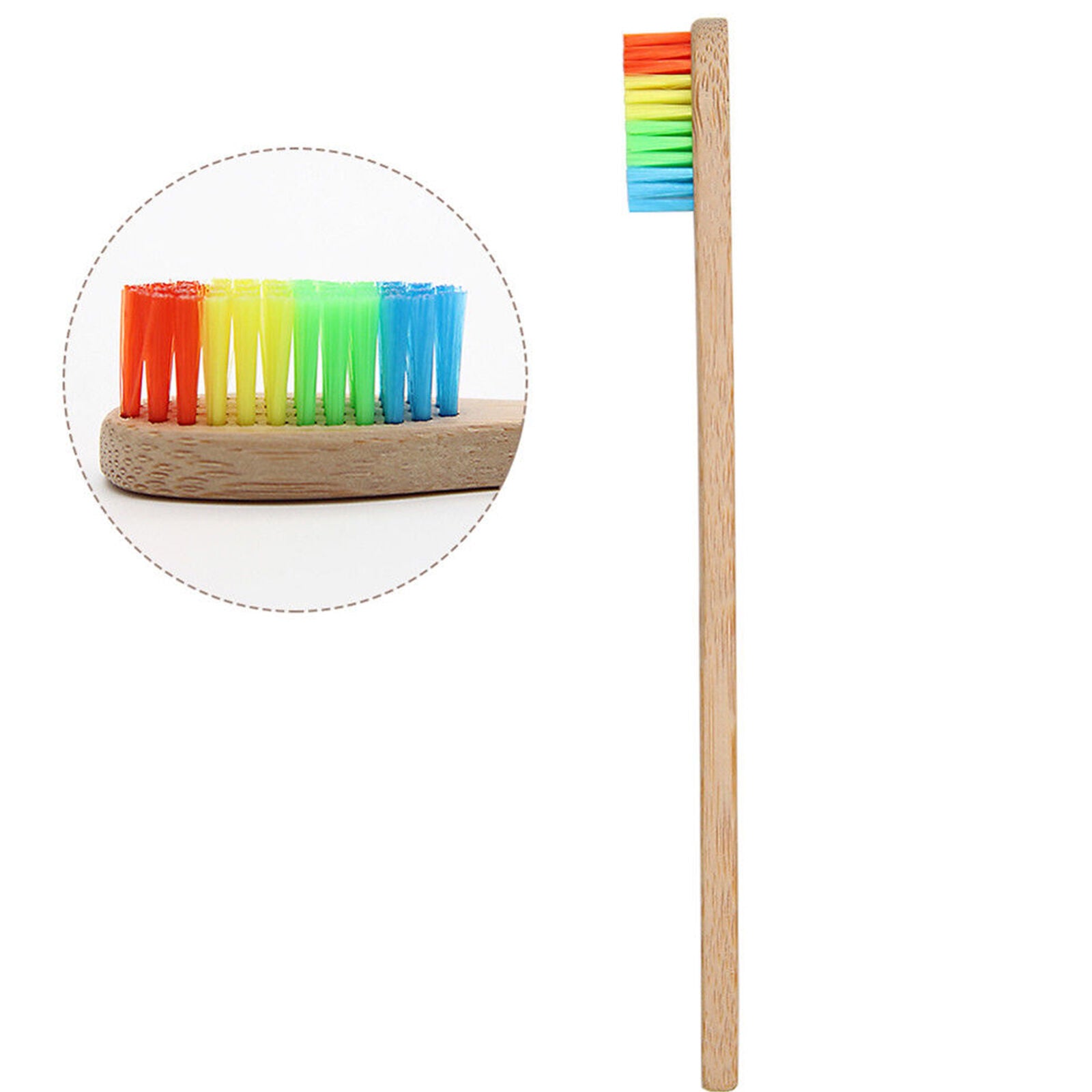 10X Cepillo dientes bambÃº mÃ©dula Arco iris Dientes madera Cepillo Fibra madera