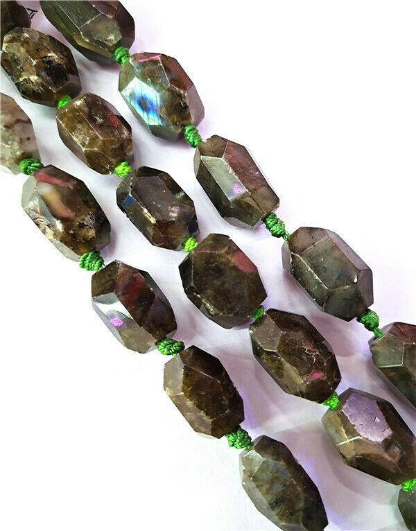 1 Strand 20x14mm Natural Labradorite Facet Freeform Spacer Beads 15.5" HH8492