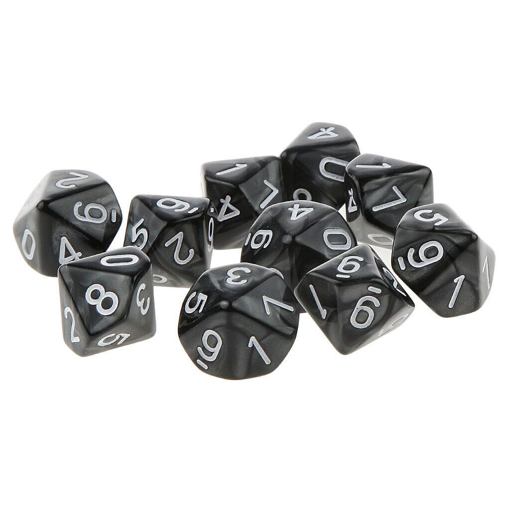 10pc Ten Sided Dice D10 Playing   D&D TRPG Board Game Black