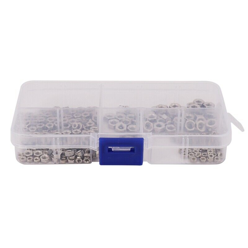 250 Pcs/Set M1.6 M2 M2.5 M3 M4 Carbon Steel Hex Nut Assortment Kit Hexagon NutJ9