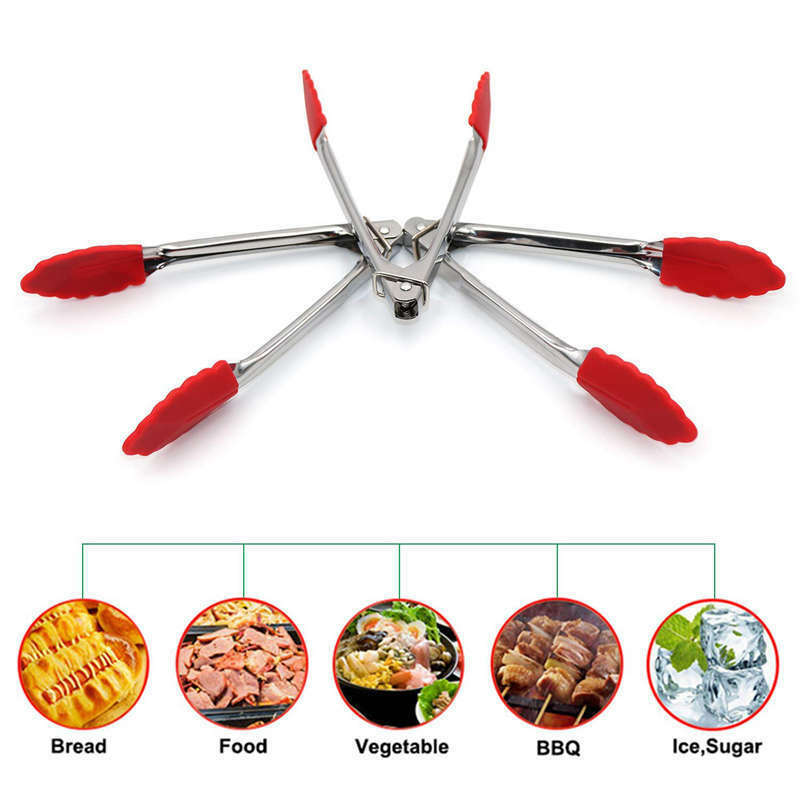 Small Tongs With Silicone Tips 7 Inch Kitchen Tongs – Set Of 3 - Perfect For SQ6