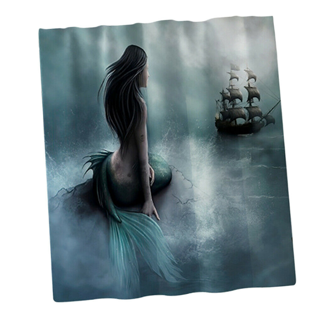 Digital Printed Mermaid Shower Curtains Mildew-resistance Bath Curtain A