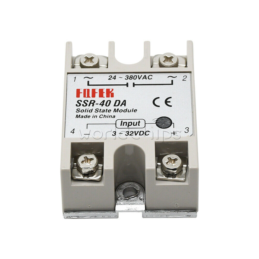 5x 24V-380V 40A 250V SSR-40 DA Solid State Relay Module 3-32V DC-AC for Arduino