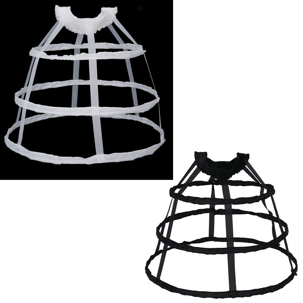 2pcs Retro White Black 3 Dress Hoop Ball Gown Bone Crinoline Petticoat for Women