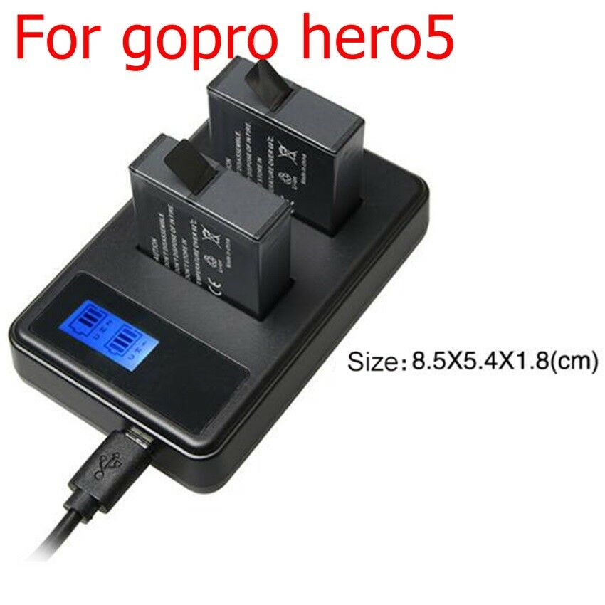 For GoPro HERO 5 LCD Charging Capacity Display Dual l Batteries Fast Charger