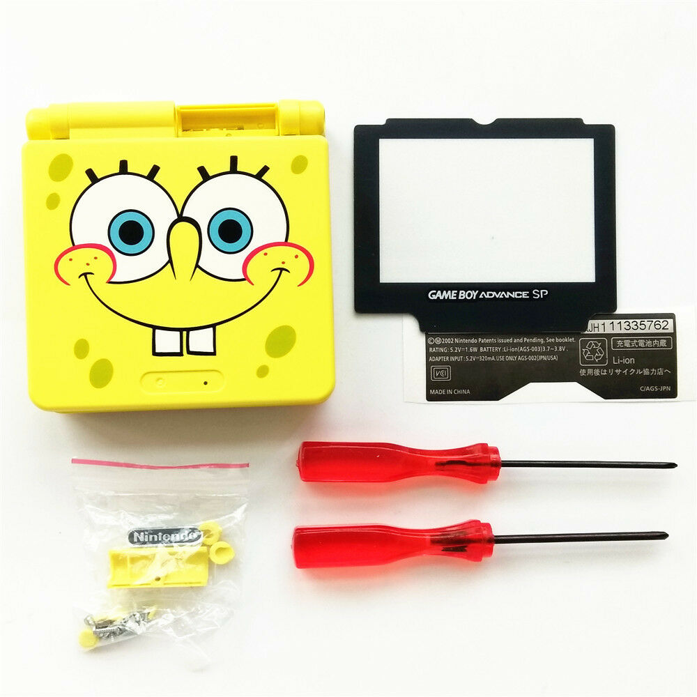 Yellow Spongebob Housing Shell Case For Nintendo Gameboy Advance SP GBA SP