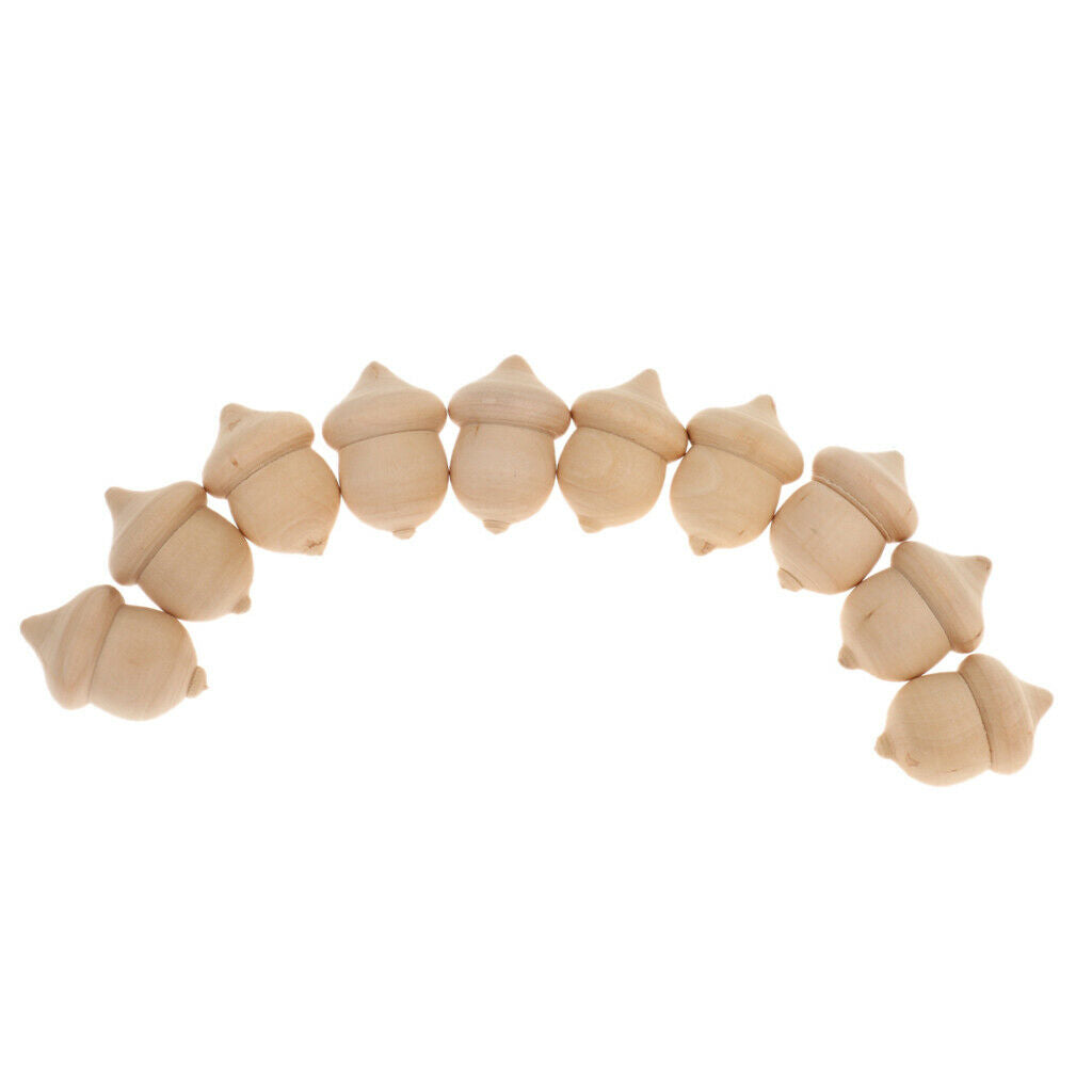 10pcs Wooden Acorns DIY Unfinished Wood Crafts Christmas Decoration