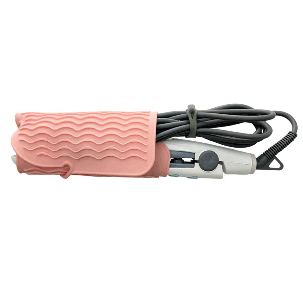 2Pcs Hot Styling Tools Hair Straightener Anti Heat Safety Silicone Mat Pink