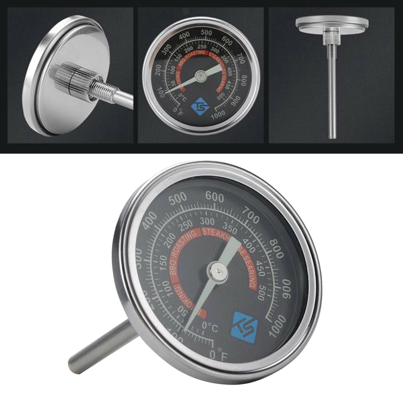 Heavy Duty BBQ Smoker Grill Thermometer Waterproof Barbecue for Wood Stove