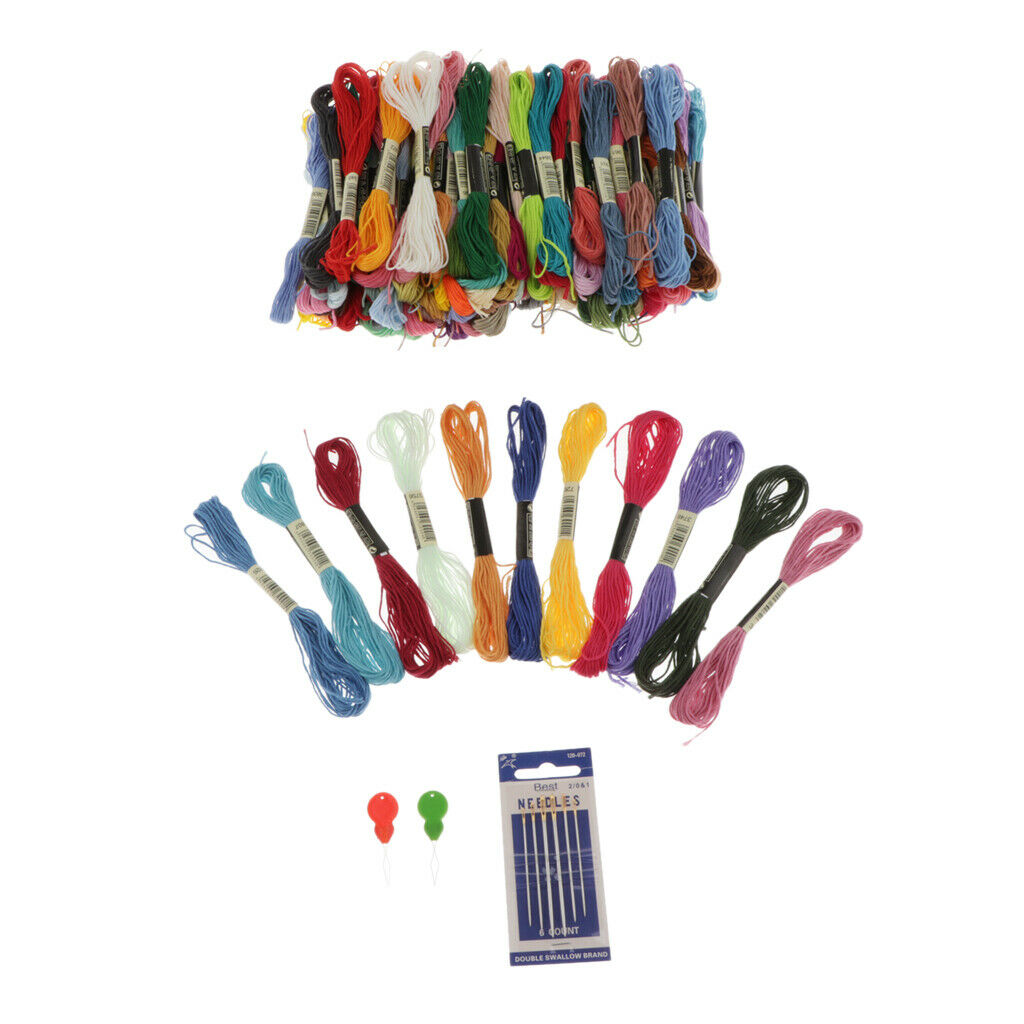 Embroidery Floss Kit 100 Colors Thread With  & Threader For Sewing