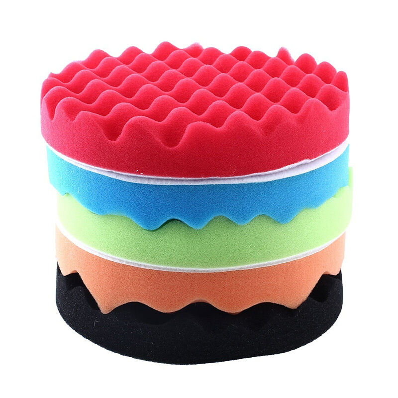 5x Universal 7inch Sponge Foam Waffle Polishing Buffer Pad For Auto Car Polisher
