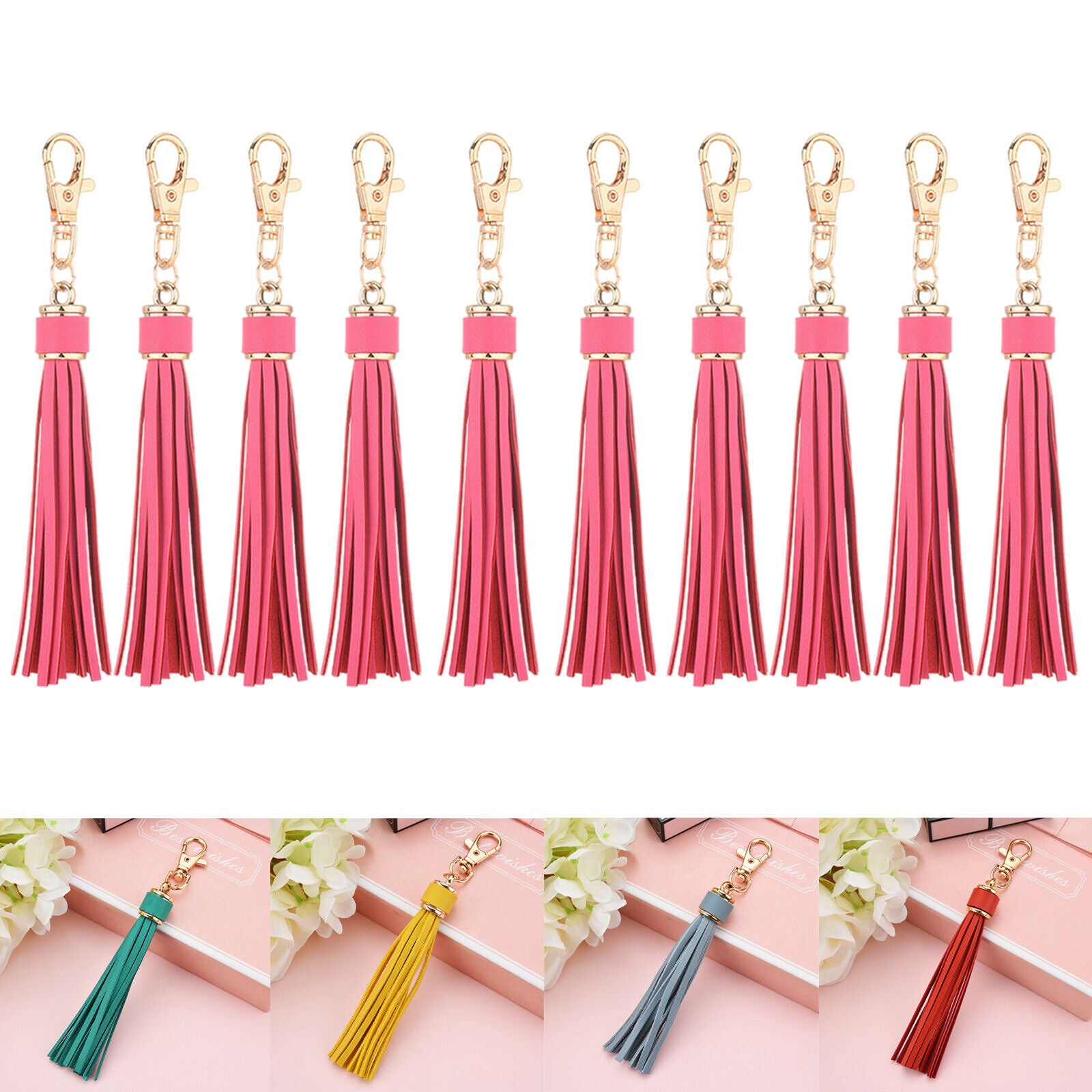 Bag Pendant Key Chain with Tassel Cute PU Leather Handbag for Handbag