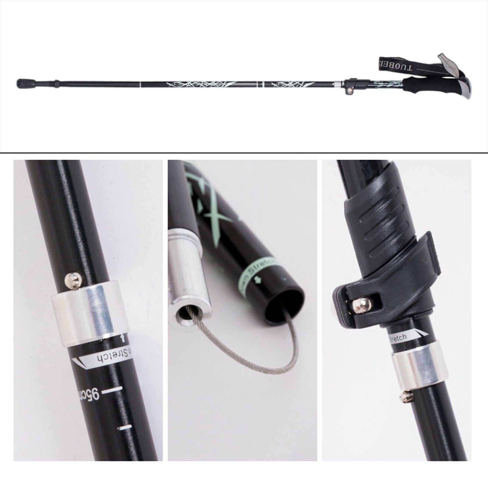 Trekking Poles Quick Adjust Flip-Lock Foldable Walking Sticks for Walking Long
