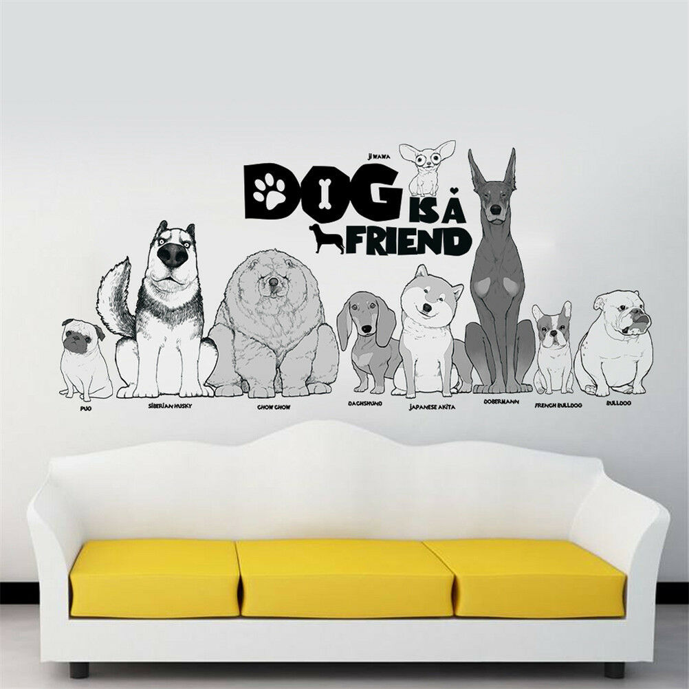 Dog is a friend wall stickers home decor animal wall decals diy mural art.l8