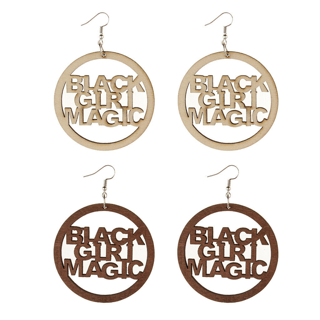 2 Pairs Wood Girls Drop Dangle Earrings