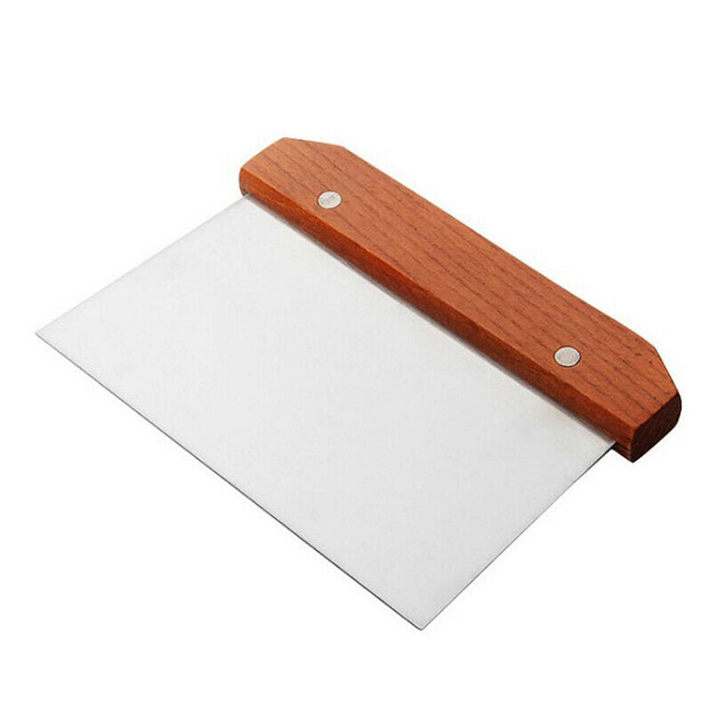Stainless Steel Cutter With Wooden Handle Scraper Dough Cutter Cake Scrap.l8