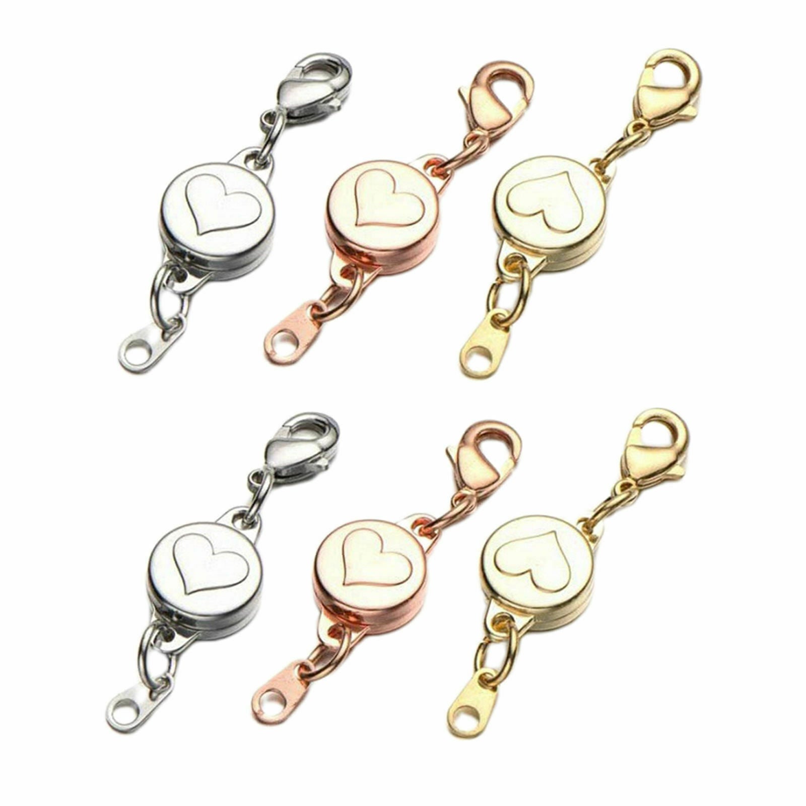 6 Pieces 3 Color Necklace Round Locking Magnetic Clasp for Jewelry Making