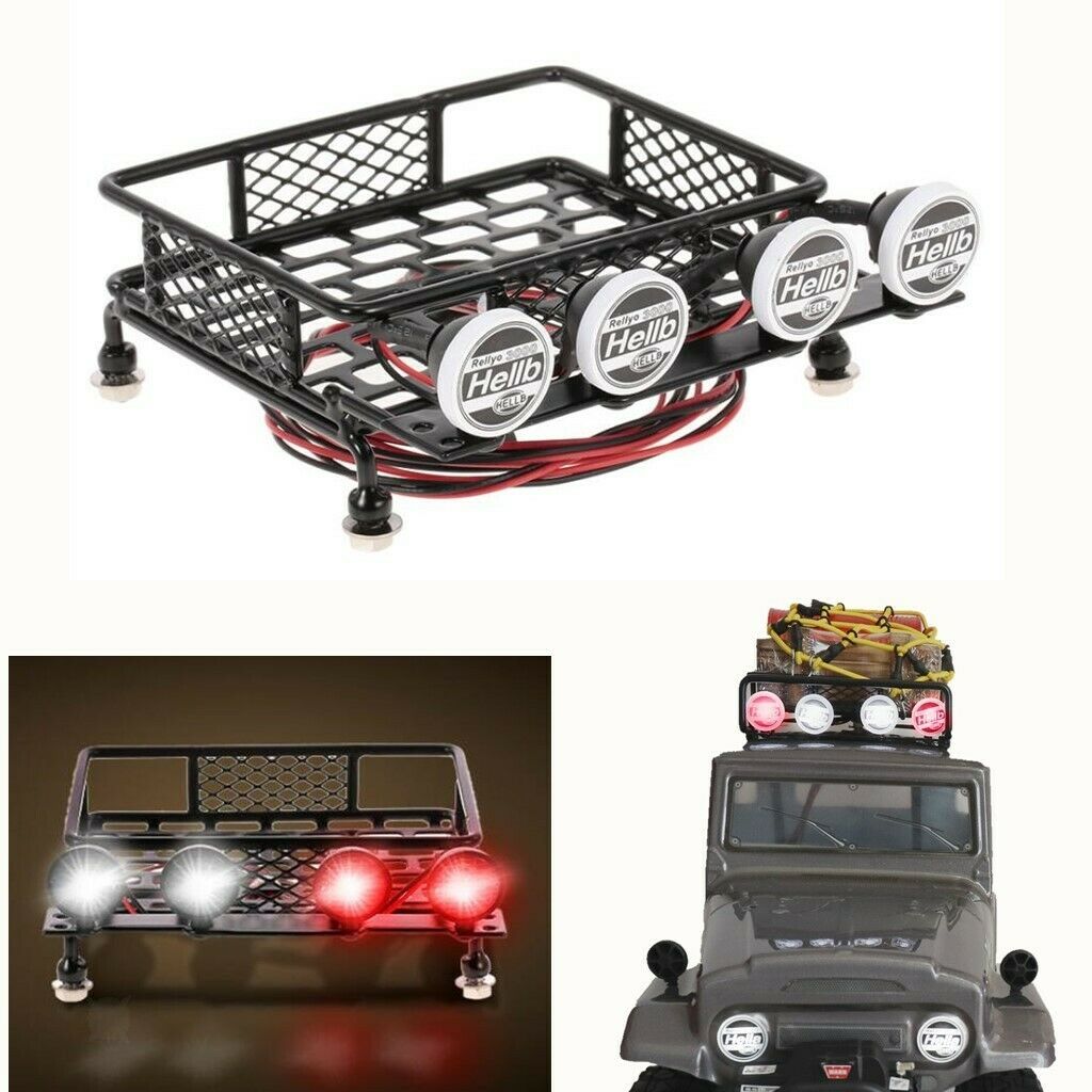 Luggage carrier RC 1/10 metal roof frame illuminated with round LED