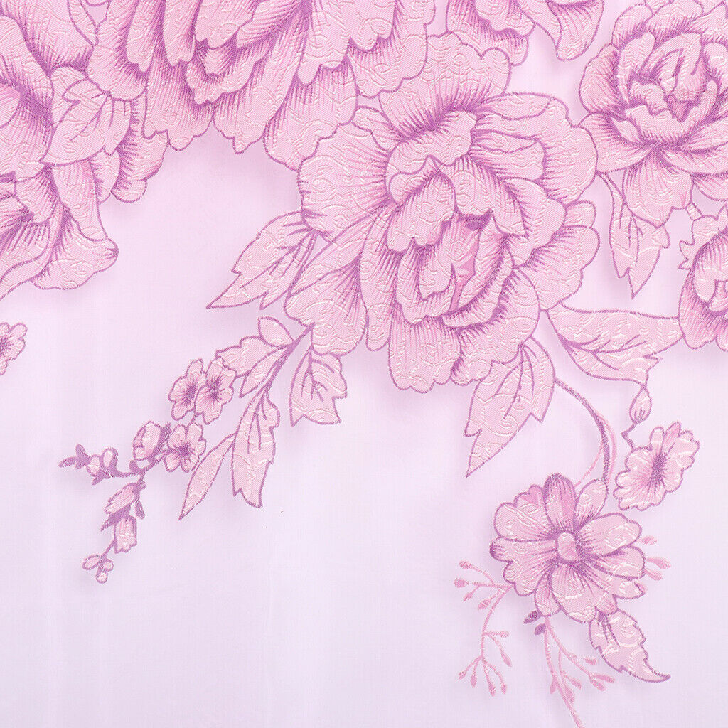 250*100cm Peony Voile Curtain Living Room Window Tulle Sheer Curtain Purple