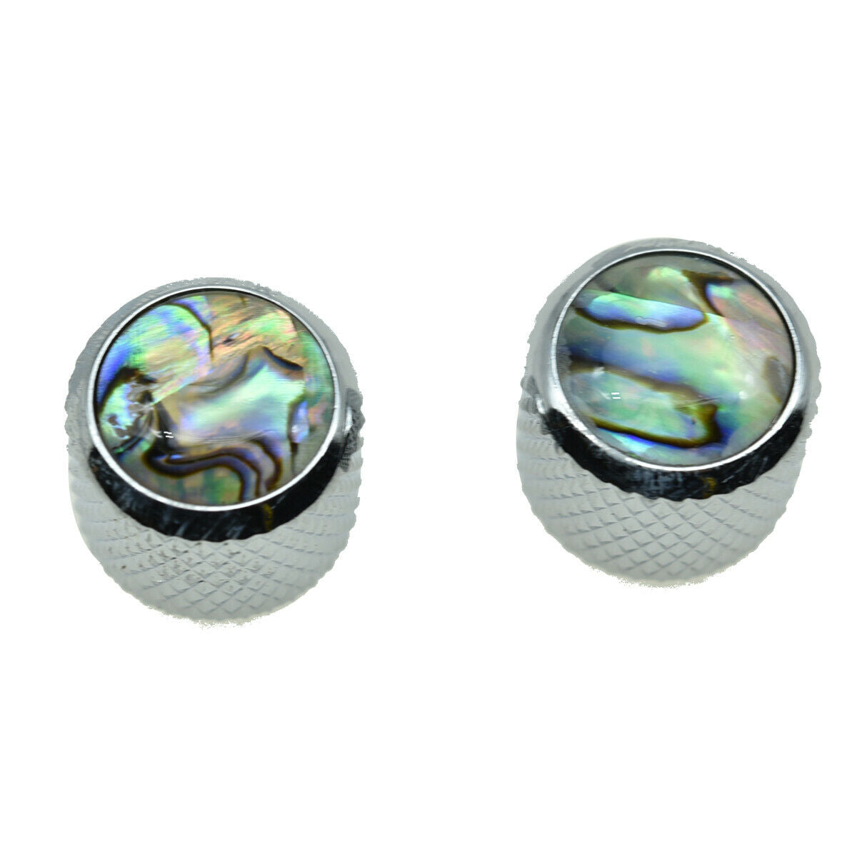 2x Abalone Top Dome Knobs Abalone Inserts Knobs for P Bass/Tele Guitar Chrome