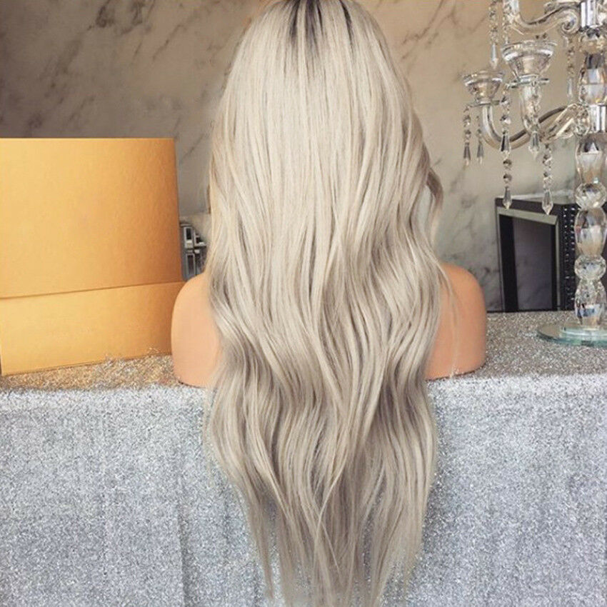 Sexy Womens Dove-color Wig Ombre Long Slight Curly Synthetic Wigs Heat Resistant