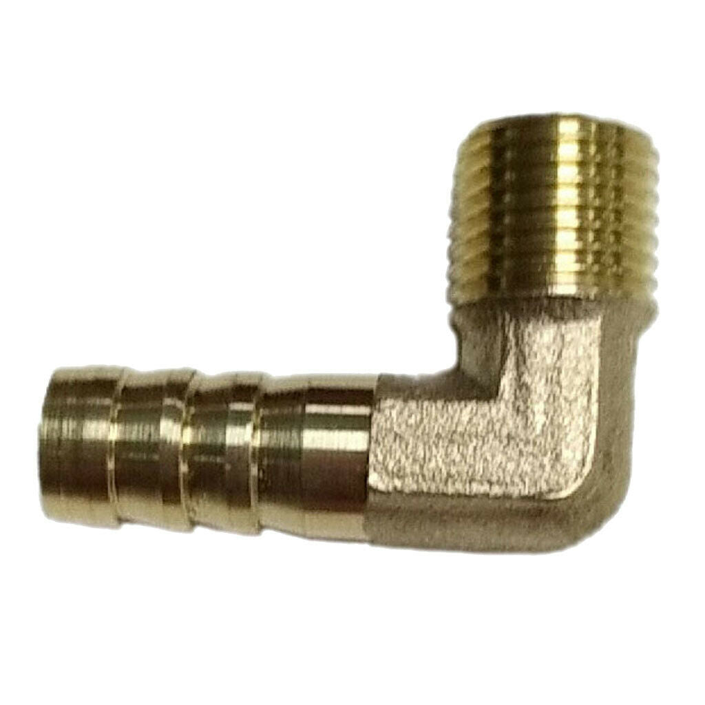 5Pcs 1/4 BSP to 10mm Brass 90 Male Elbow Barbed Hose Tail Pipe Gas Fittings