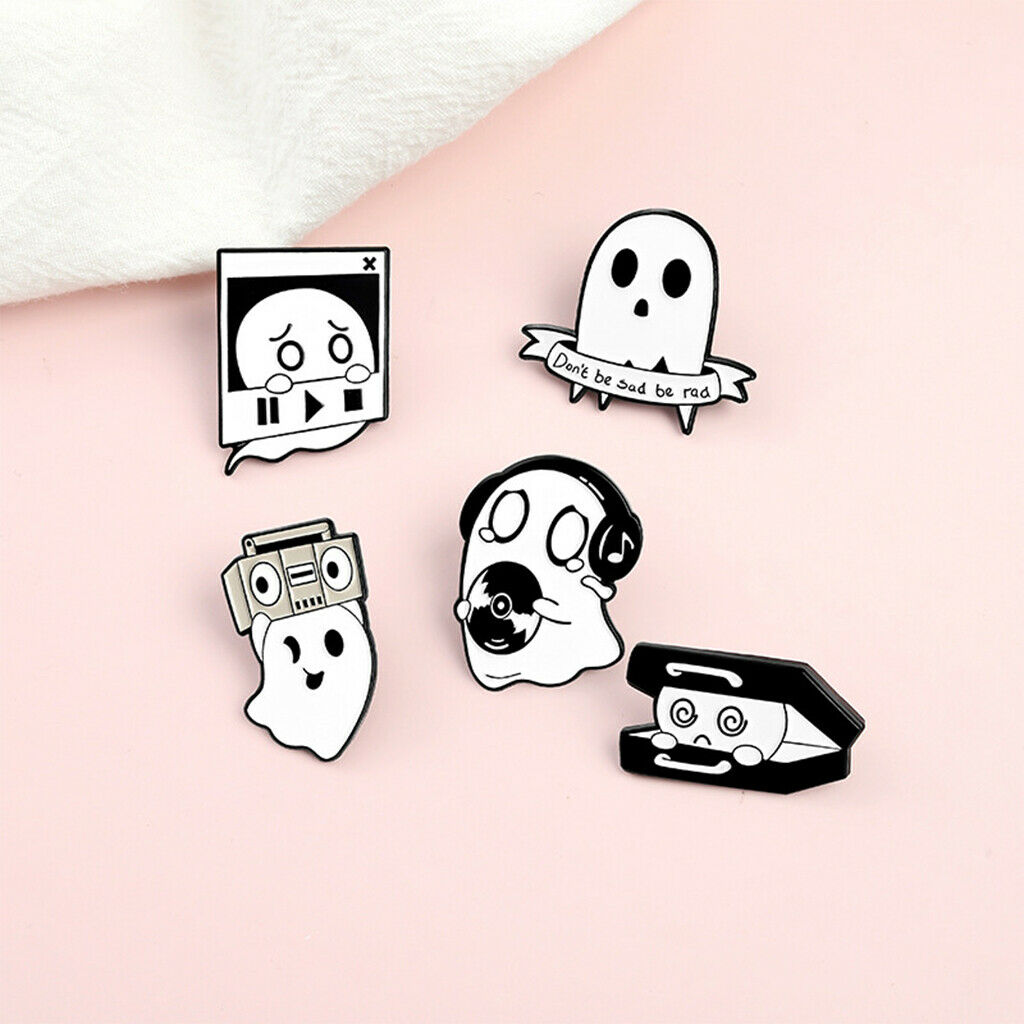 Set of 5 Halloween Ghost Brooch Pins Set for Women Men Clothes Jeans Decor
