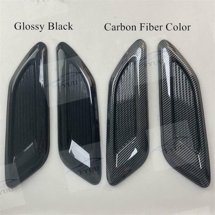 Pair Glossy Black ABS Car Air Flow Intake Hood Scoop Vent Bonnet Decor Cover