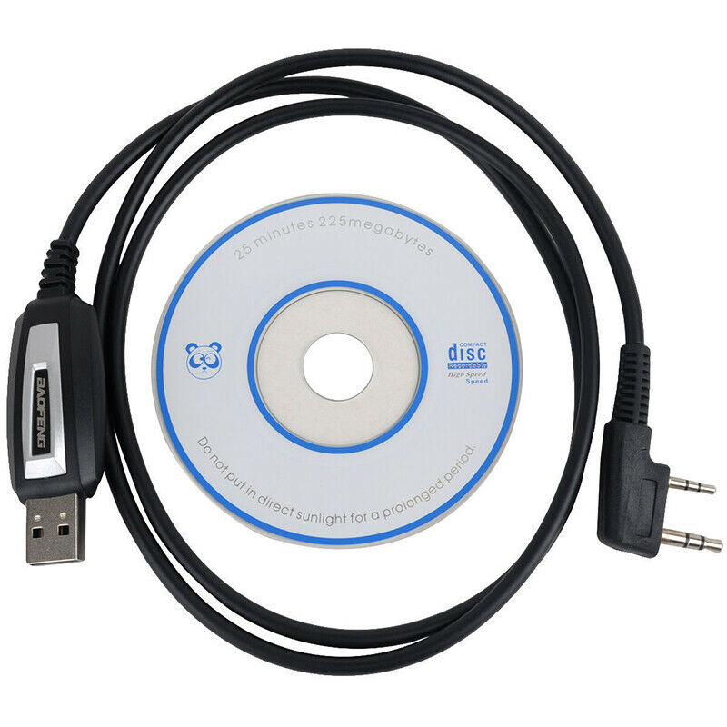 2Pin USB Programing Cable Program + Software CD for Baofeng UV-5R BF-888S Radio