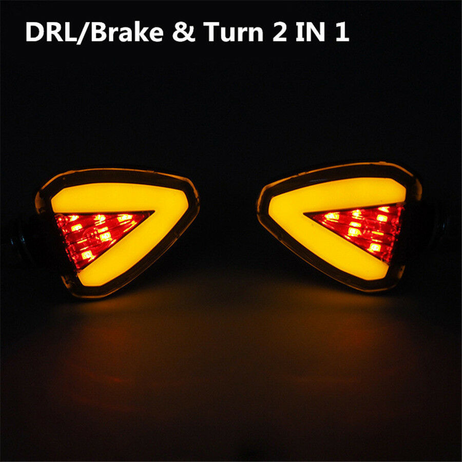 2x Motorcycle Bike Amber LED Turn Signal Indicator Blinker Light Red-Brake Lamp