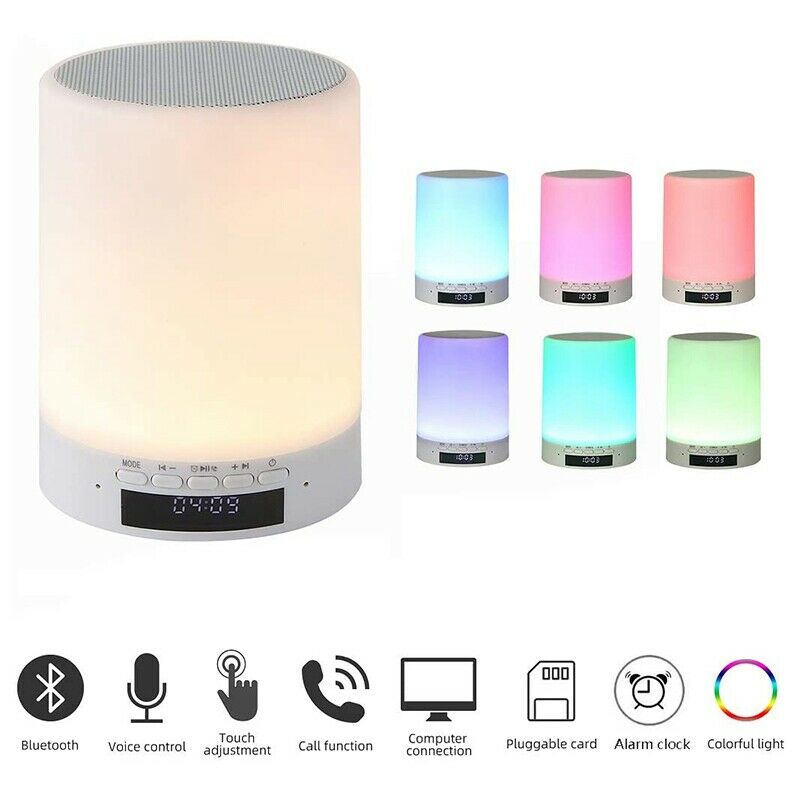 Bluetooth Speaker Night Lights,Press Discoloration LED Light,Smart Alarm ClockD9