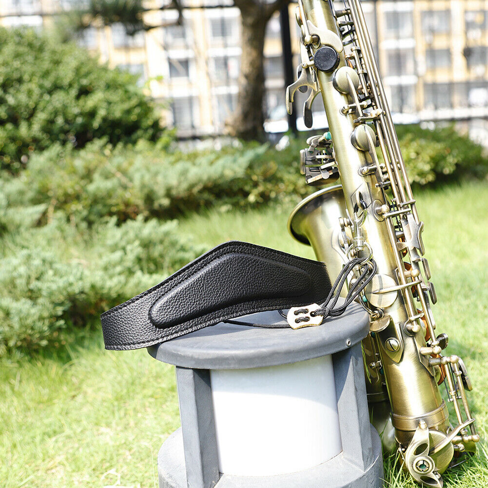 Saxophone Neck Strap Adjustable Leather Shoulder Belt with Metal Buckle  @
