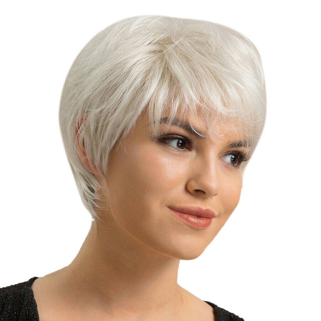 4X 8Inch Women Lasting Human Hair Wig Short Straight Hair Wig  Resistant