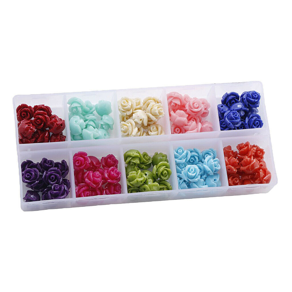 100pcs Flower Loose Beads Charms DIY Jewelry Scrapbooking Decorative Crafts