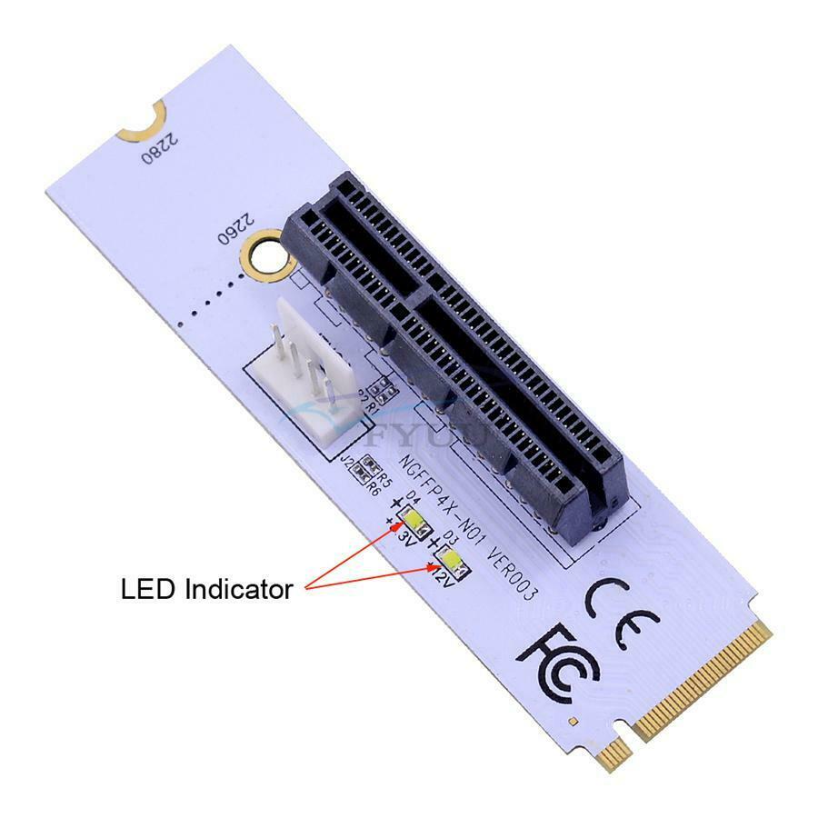 M.2 M Key NGFF To PCI-E X4 Conversion Interface Riser Card With 4PIN Power Cord