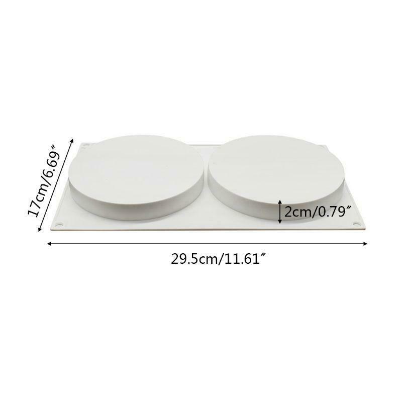 2Cavity Large Round Disc Candy Silicone Mold Shallow Cylinder Cake Fondant Mould
