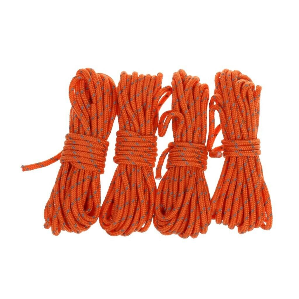 Tent Accessory Set - 4Pc Reflective Rope/4Pc Rope Tensioner/4Pc Tent Stakes