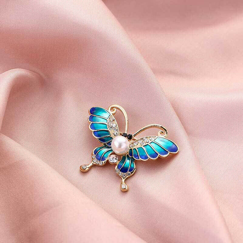 Butterfly Brooches Metal Crystal Rhinestones Cutout Brooch Pins Wedding P.l8